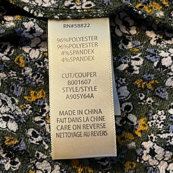 Max Studio Tiered Floral Long Sleeves Dress Sz XS Relaxed Fit Green Multicolor - Picture 11 of 14